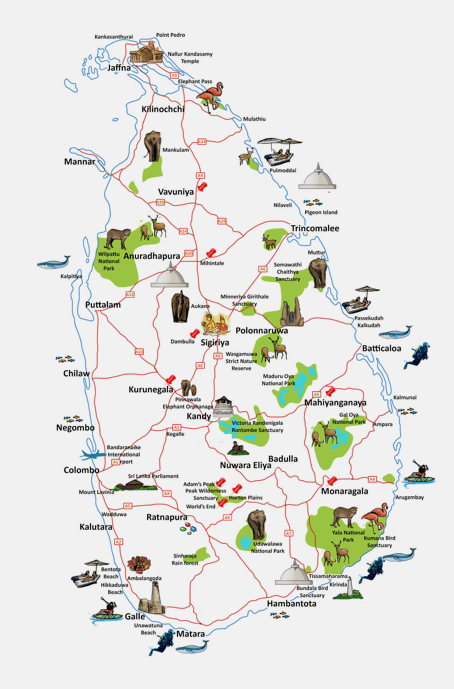 sri lanka locations map